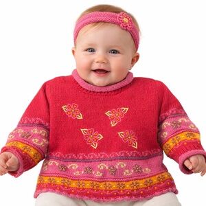 Hanna Andersson Embroidered Knit Sweater, Vibrant Colors, Floral, 0-6 months